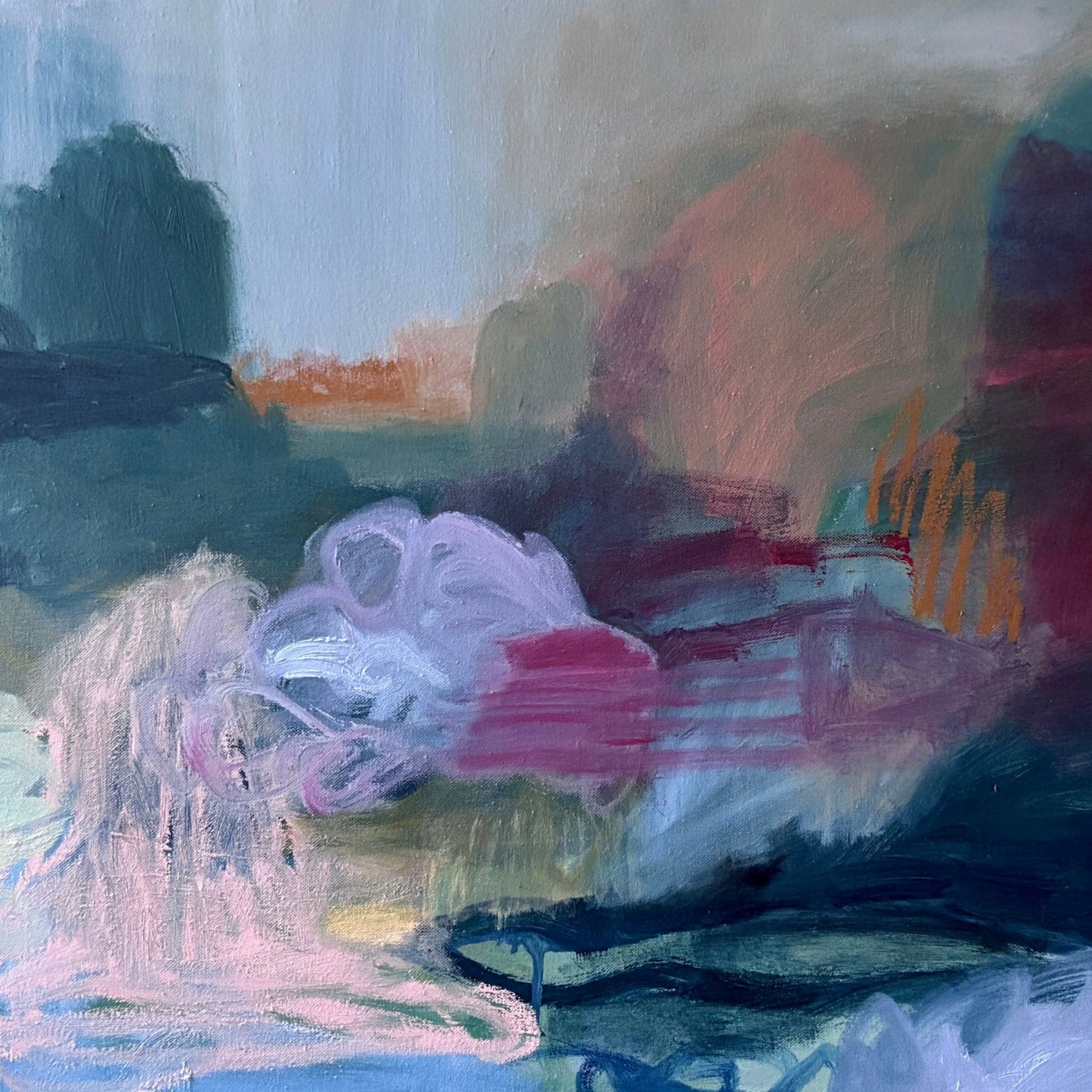 Abstract painting with various colors and textures
