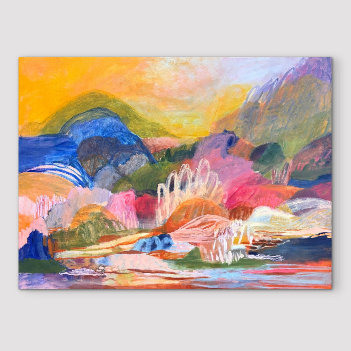 a bright abstract landscape painting