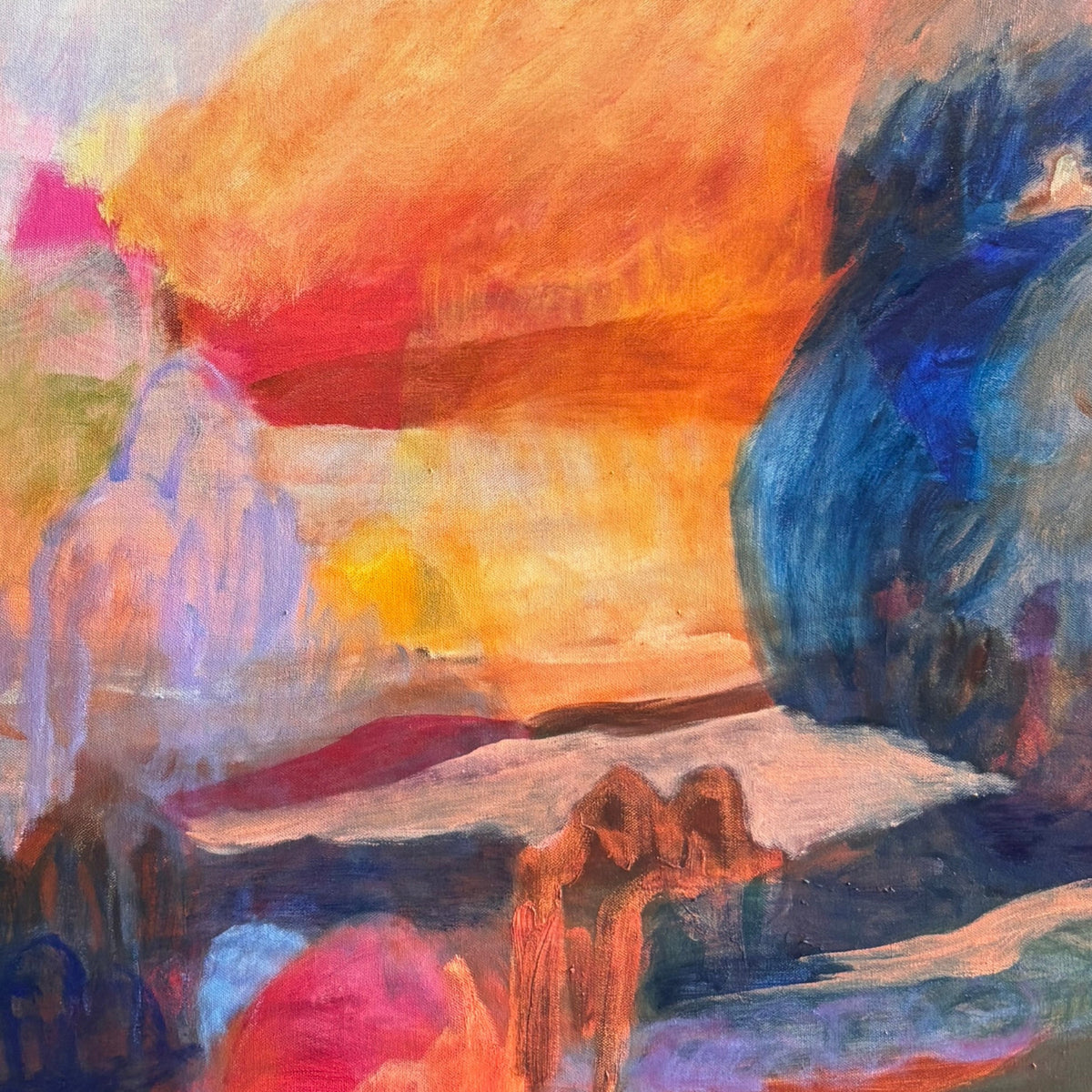 detail of an abstract landscape painting 