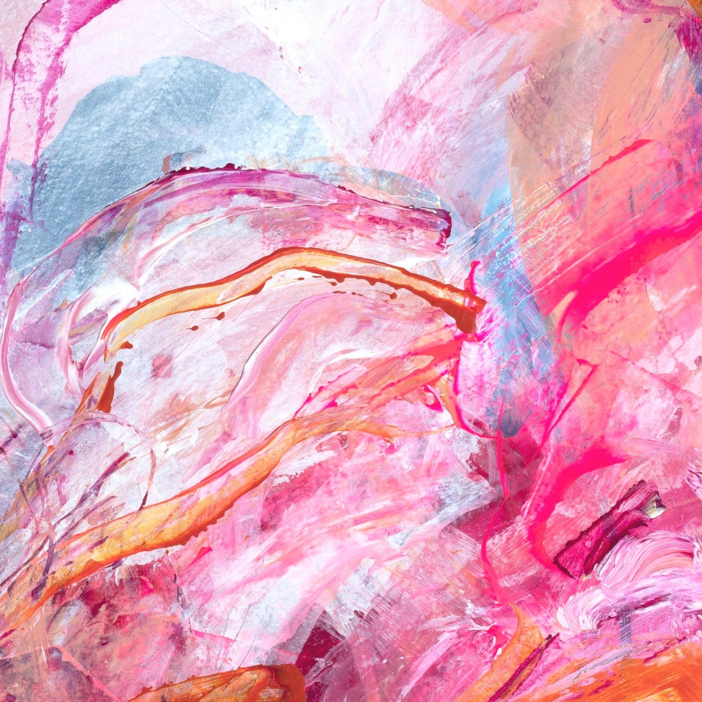 bright pink, orange and peach abstract painting