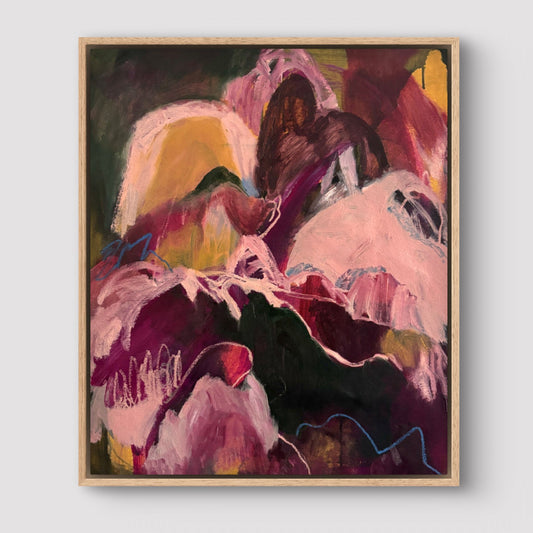 Abstract painting in a modern gallery setting