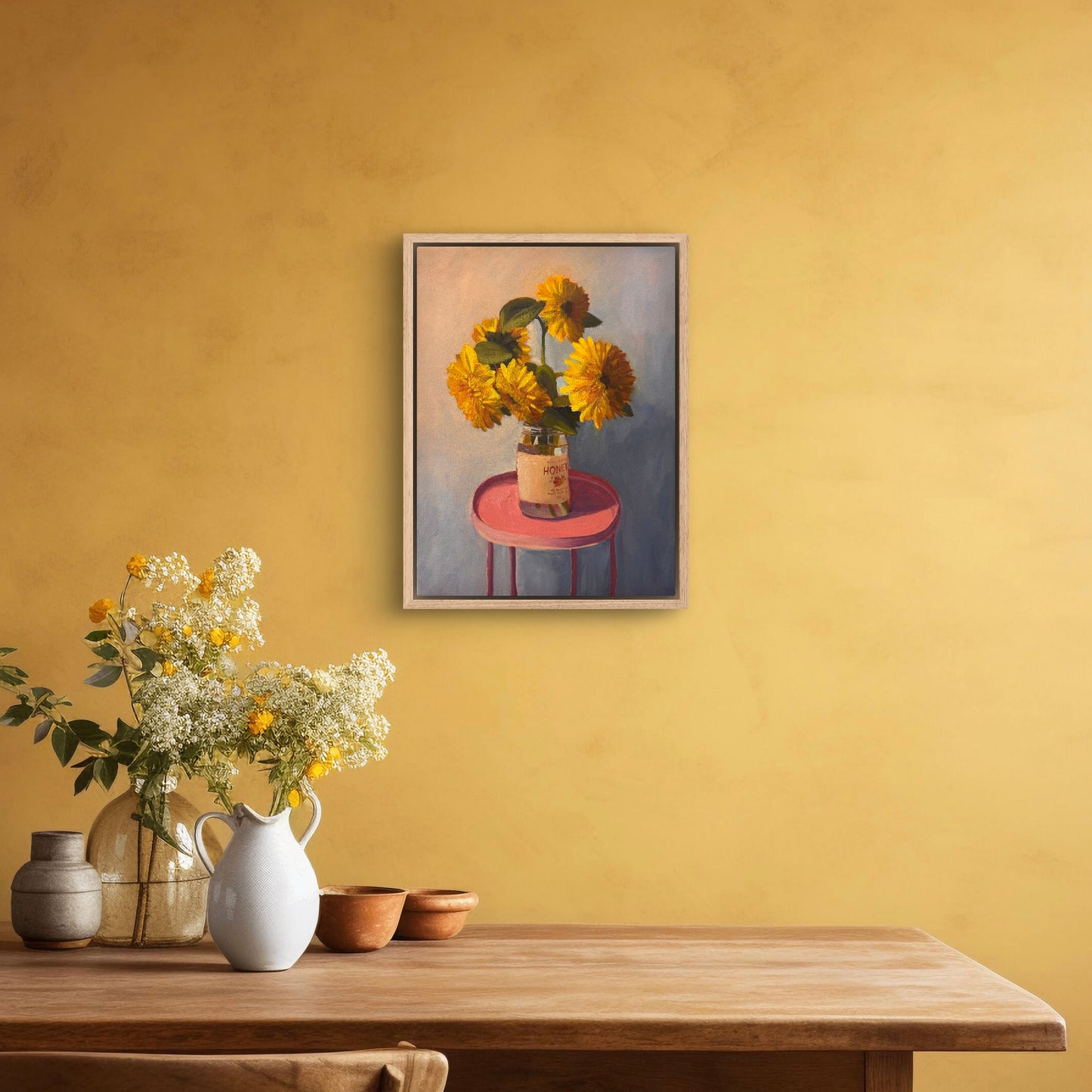 Honey Jar with Sunflowers