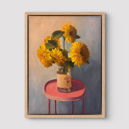 Honey Jar with Sunflowers