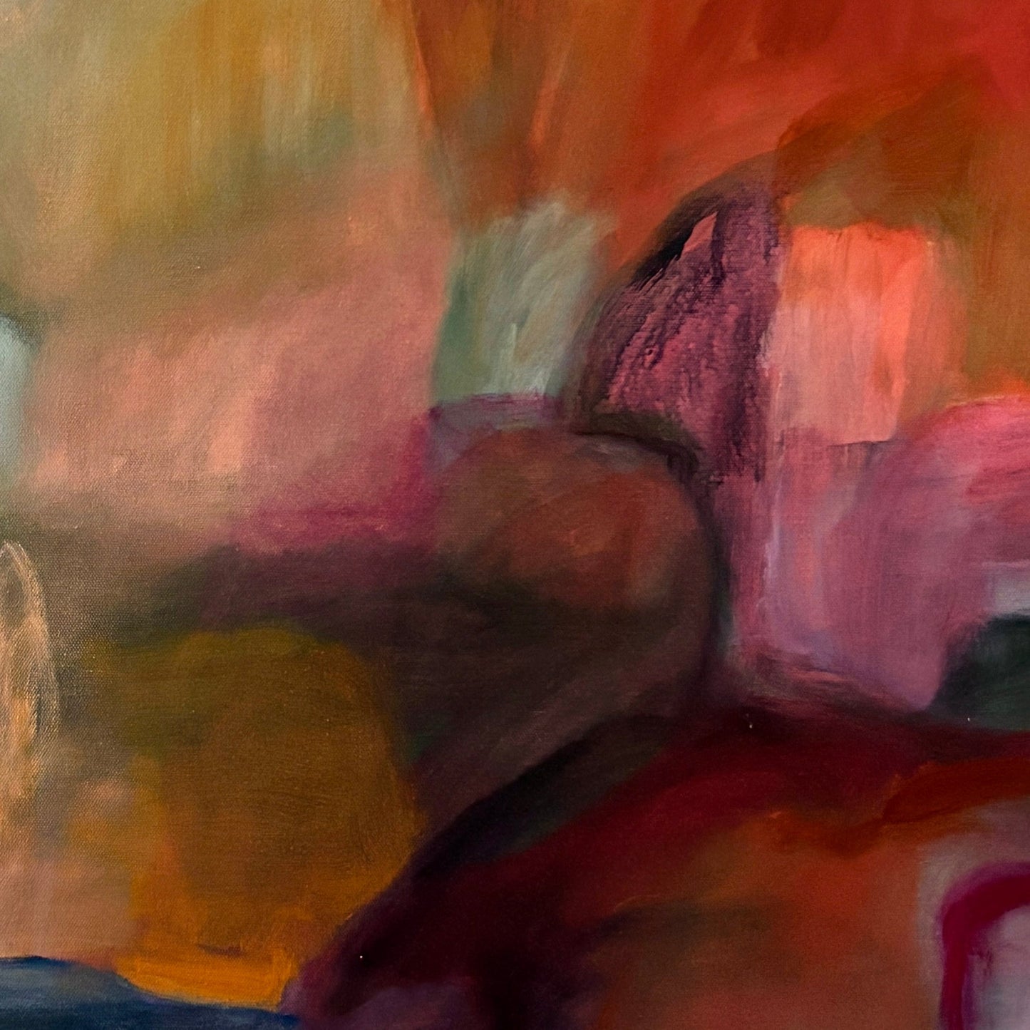 detail section of a colourful abstract landscape painting