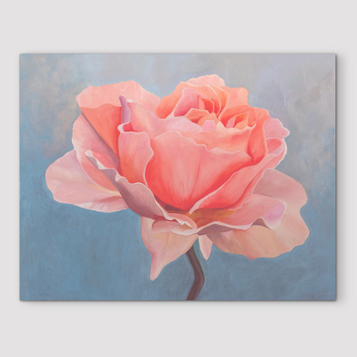 an unframed print of a peach rose