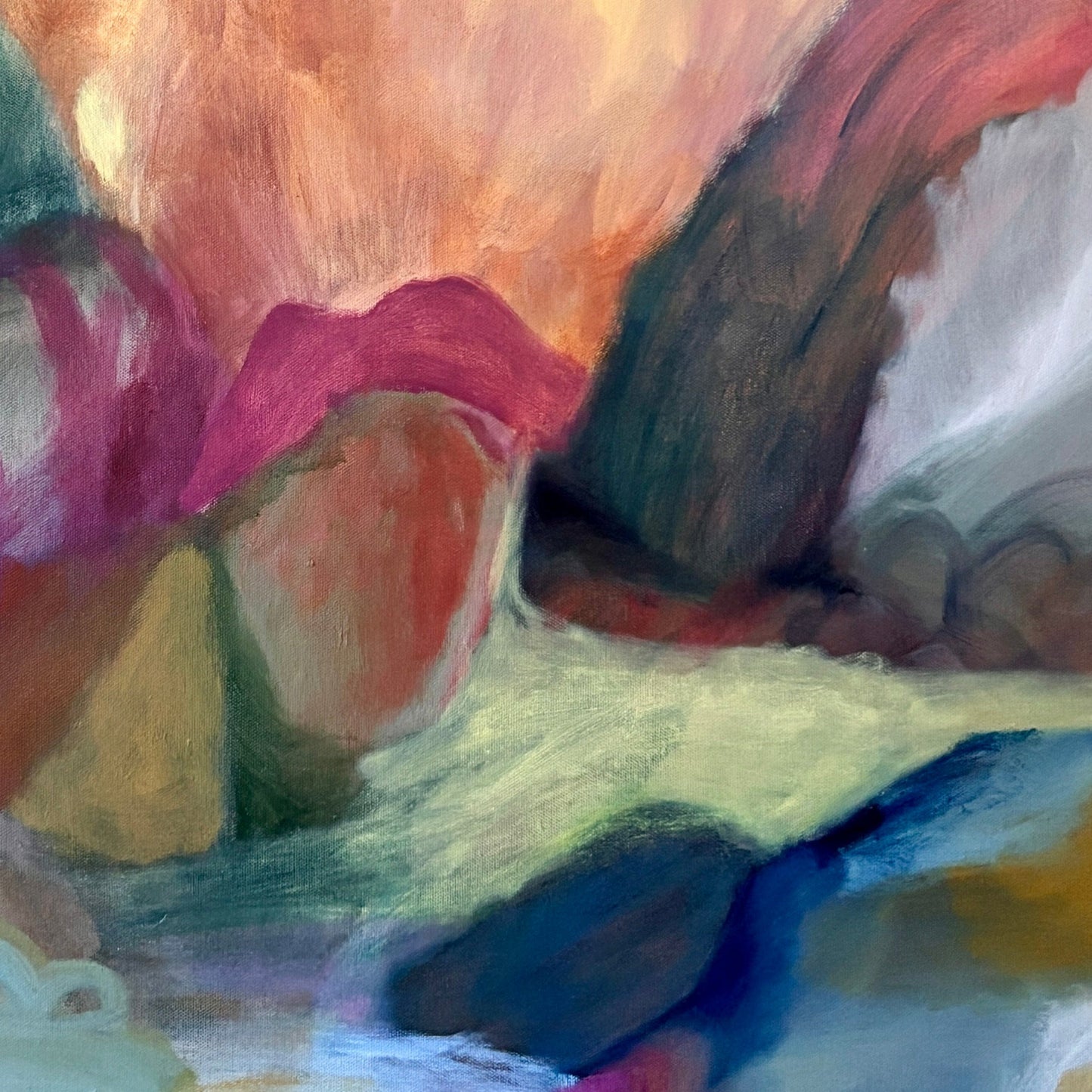 Abstract painting with vibrant colors and textures